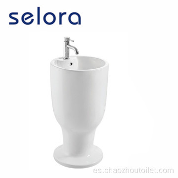 2021 lavabo de pedestal de cerámica de diseño moderno de una pieza